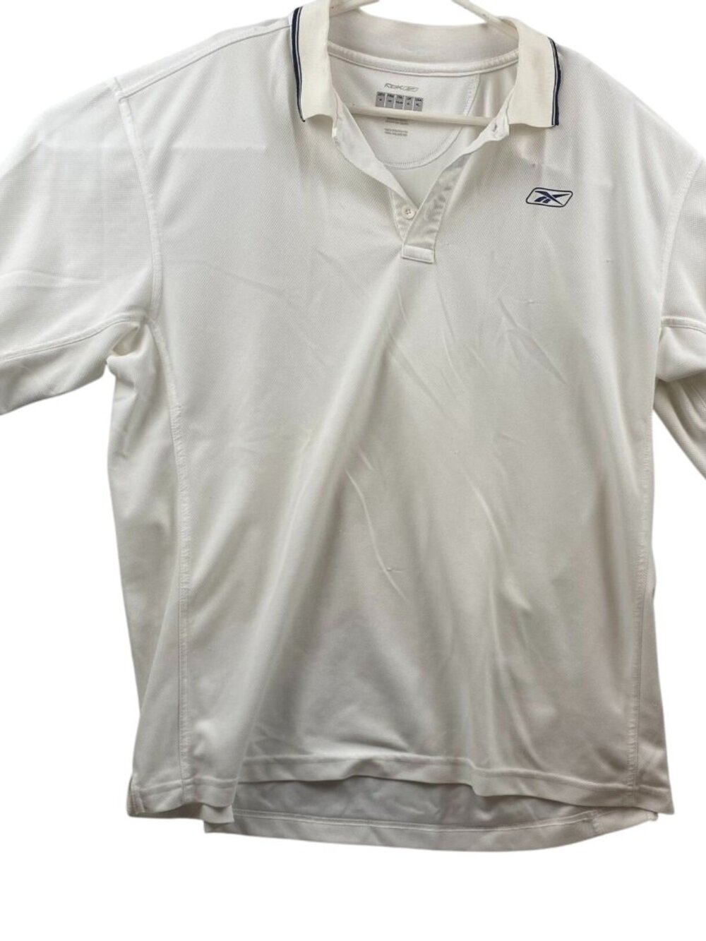 Reebok Mens White Polo Shirt Size 2XL Moisture-Wicking Polyester Short Sleeve Ca
